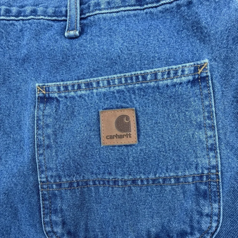 Carhartt Baggy B13 STW Blue Denim Carpenter Pants Original Dungaree Mens 46x34‎ - Picture 4 of 6